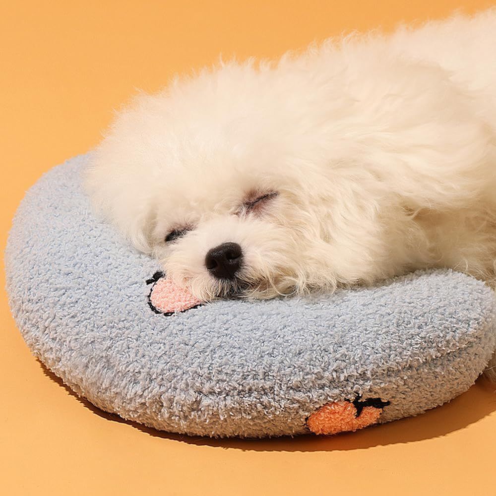 Calming Pillow for Dogs, Pet U Shape Calming Pillow Pet Neck Pillow Dog Calming Pillow for Small Dogs, Ultra Soft Fluffy Pet Calming Toy for Joint Relief Sleeping Improve Machine Washable (Blue-1)