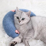 Calming Pillow for Dogs, Pet U Shape Calming Pillow Pet Neck Pillow Dog Calming Pillow for Small Dogs, Ultra Soft Fluffy Pet Calming Toy for Joint Relief Sleeping Improve Machine Washable (Blue-1)