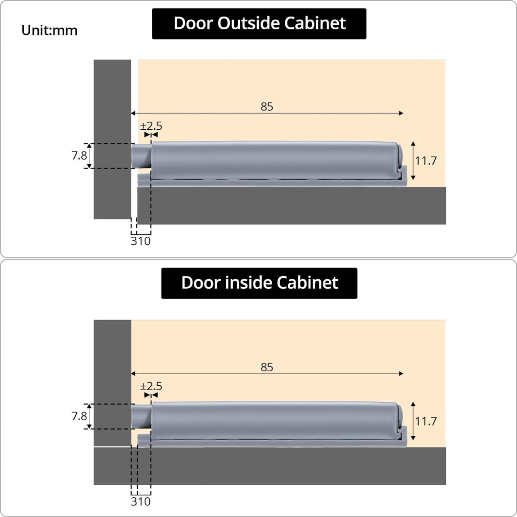 Petluno® Pack of 10 push-to-open door openers, soft close door dampers for kitchen cabinet doors