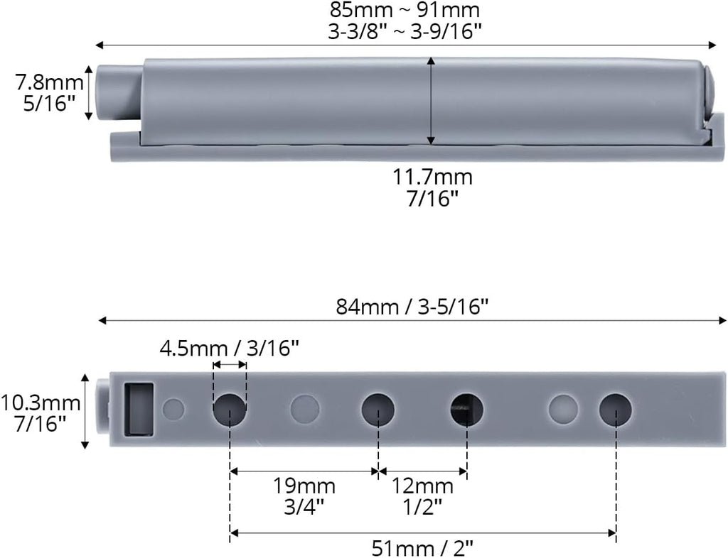 Petluno® Pack of 10 push-to-open door openers, soft close door dampers for kitchen cabinet doors