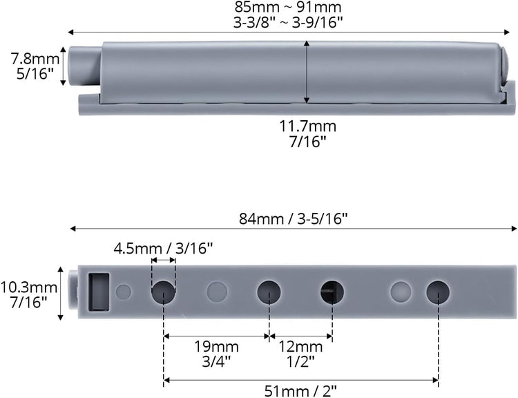 Petluno® Pack of 10 push-to-open door openers, soft close door dampers for kitchen cabinet doors