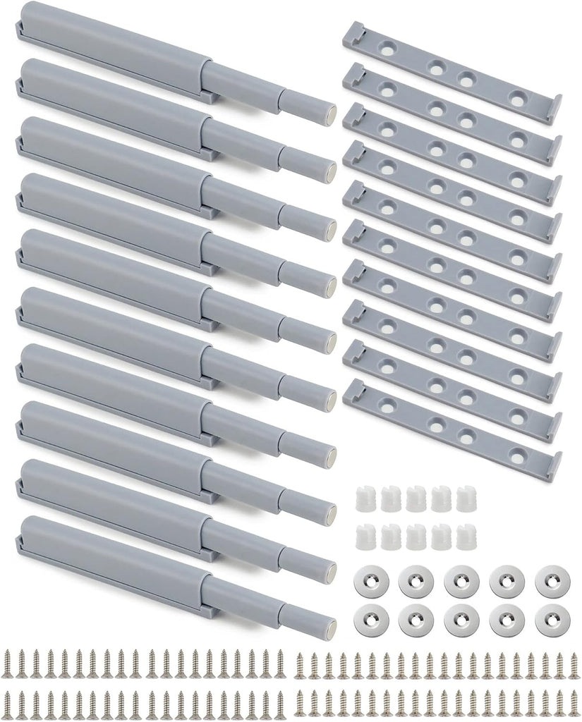 Petluno® Pack of 10 push-to-open door openers, soft close door dampers for kitchen cabinet doors