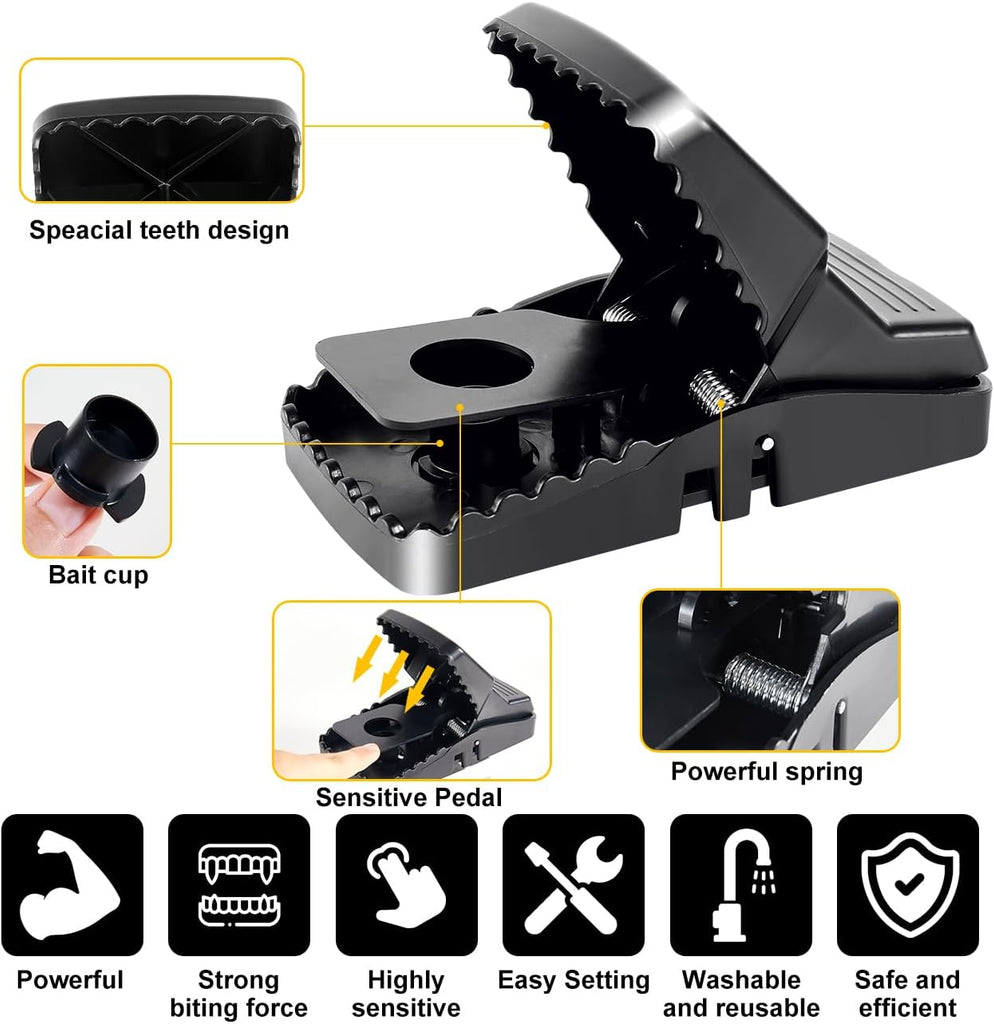 8 Packs Large Mouse Traps, High Sensitivity Rat Snap Best Mouse Traps That Work, Safe Effective Anti Rat Mice Trap Indoor Outdoor, Powerful Rodent Catcher, Easy Clean and Quick Kill Mouse