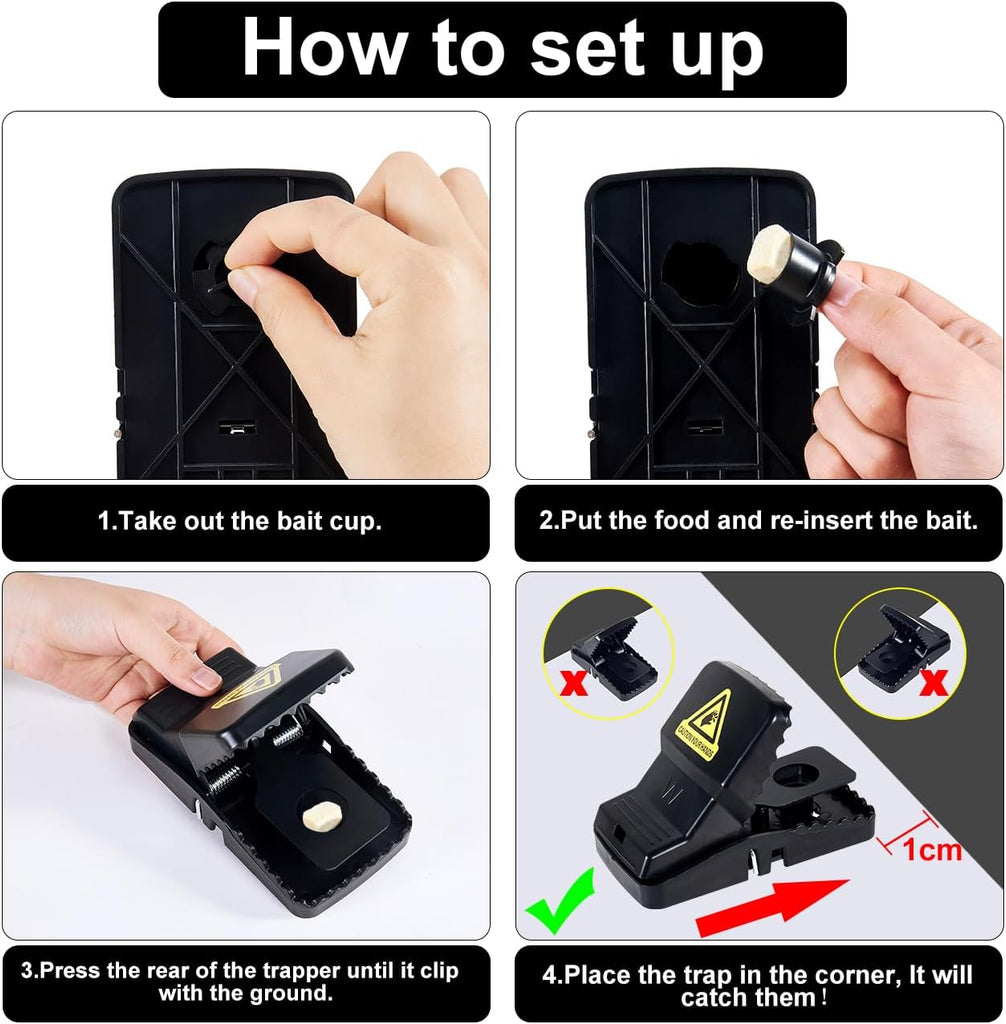 8 Packs Large Mouse Traps, High Sensitivity Rat Snap Best Mouse Traps That Work, Safe Effective Anti Rat Mice Trap Indoor Outdoor, Powerful Rodent Catcher, Easy Clean and Quick Kill Mouse