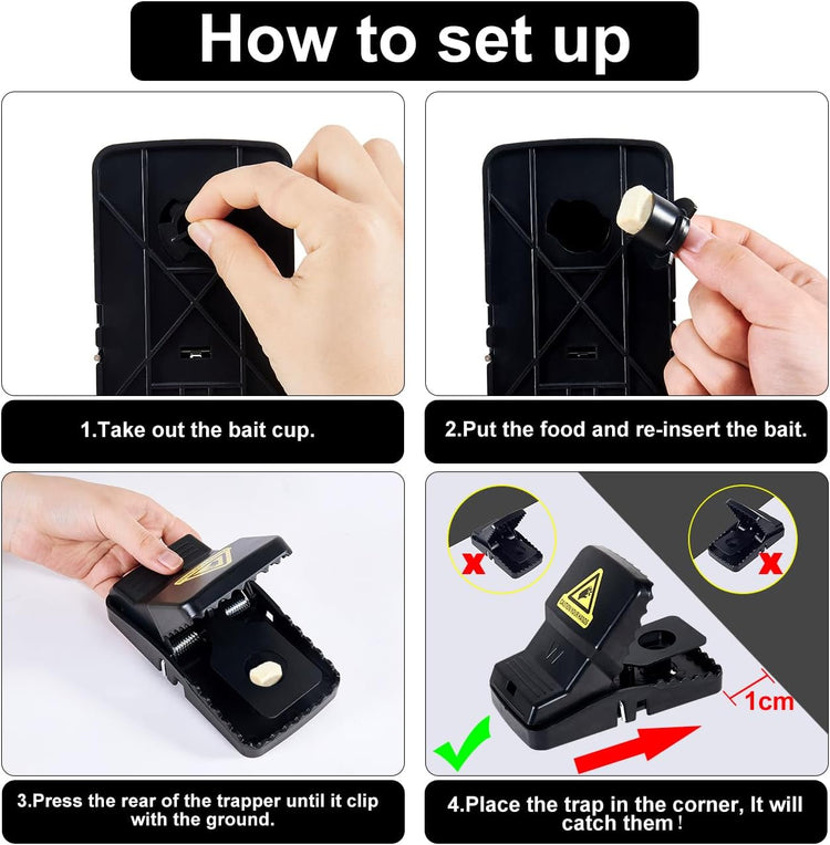 8 Packs Large Mouse Traps, High Sensitivity Rat Snap Best Mouse Traps That Work, Safe Effective Anti Rat Mice Trap Indoor Outdoor, Powerful Rodent Catcher, Easy Clean and Quick Kill Mouse