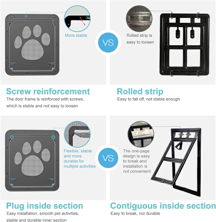 Pet Screen Door Sliding Screen Dogs Door with Magnetic Flap Lock Automatically for Medium Large Dogs