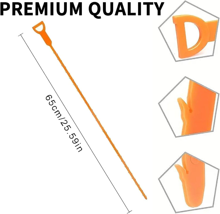 25 Inch Drain Snake Clog Remover:3 Pcs Hair Clog Auger, Drain Cleaner Tool Suitable for Dredging Clogged Pipes, Sink, Shower Drains(Orange)