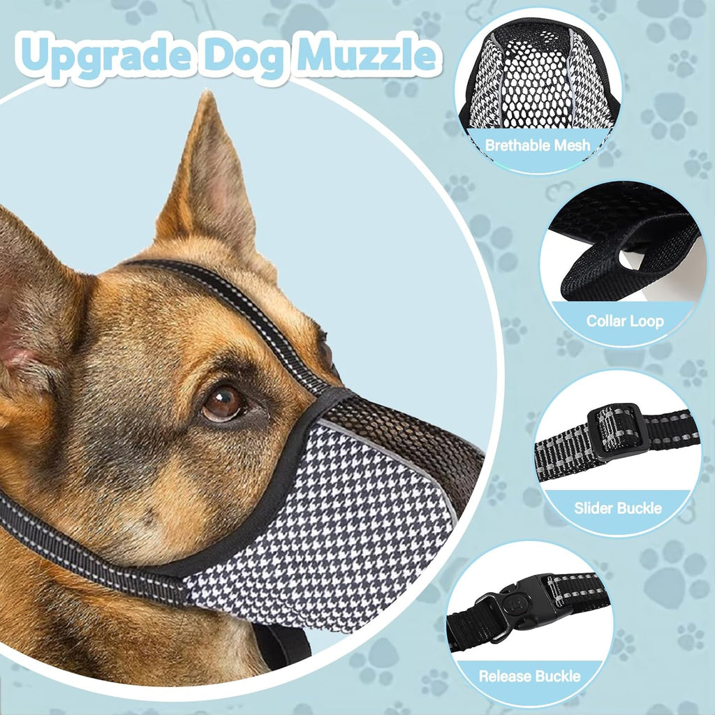 Muzzle for Small Dogs with Adjustable Straps, Breathable Mesh Small Dog Muzzle for Biting Chewing Licking Grooming or Eating Everything, Reflective Tape Design, Lightweight and Portable (XS)