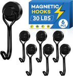 Hooks, 30lbs+ Magnetic Magnet Hook 2026 Cruise Cabin Ship Essentials Heavy Duty Strong Refrigerator Fridge Hanging for Classroom Beach Vacation Kitchen Grills Home Mug Hanger (6 Pack) Black 0.63in x