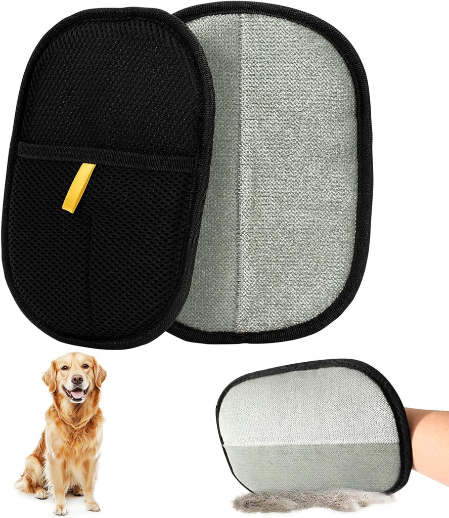 2-piece pet hair removal gloves, static pet hair removal gloves, double-sided grooming gloves, reusable pet hair removal gloves for cleaning and grooming, suitable for sofas, carpets and clothing
