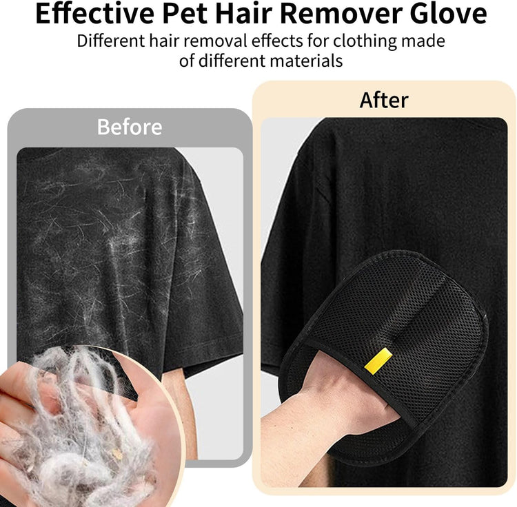 2-piece pet hair removal gloves, static pet hair removal gloves, double-sided grooming gloves, reusable pet hair removal gloves for cleaning and grooming, suitable for sofas, carpets and clothing