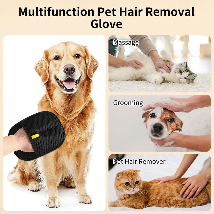 2-piece pet hair removal gloves, static pet hair removal gloves, double-sided grooming gloves, reusable pet hair removal gloves for cleaning and grooming, suitable for sofas, carpets and clothing