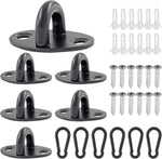 Biaungdo 6 Pcs Stainless Steel Ceiling Hooks, Black 1.54" x 1.06" Pad Eyes Plate Marine Hardware Ceiling Hooks with Screws & Expansion Tube