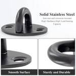 Biaungdo 6 Pcs Stainless Steel Ceiling Hooks, Black 1.54" x 1.06" Pad Eyes Plate Marine Hardware Ceiling Hooks with Screws & Expansion Tube