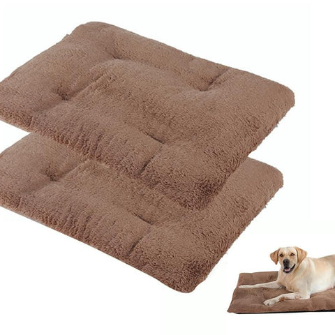 2Pcs Pet Blanket Self-Heating Bed Pad Cat Dog Self-Warming Cushion-Khaki M
