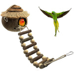 Hanging Coconut Shell Bird Nest With Ladder Cage Landscape Warm Bird House