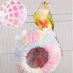 Thick Coral Fleece Winter Bird House with Plastic Frame & Metal Screw Hook for Budgies and Cockatiels - Green