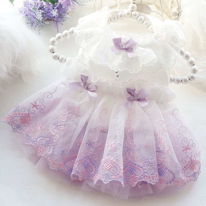 Accope Pet Dress Cotton Princess Style Summer Suspenders pink XS