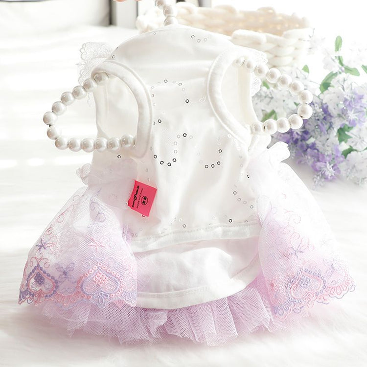 Accope Pet Dress Cotton Princess Style Summer Suspenders pink XS