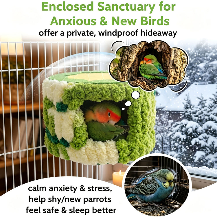 Cozy Hanging Bird Nest for Small Parrots – Warm, Soft, and Secure Hideaway with Removable Pad, Perfect for Budgies, Lovebirds, and Conures in Winter or Stress Relief (Blue)