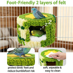 Cozy Hanging Bird Nest for Small Parrots – Warm, Soft, and Secure Hideaway with Removable Pad, Perfect for Budgies, Lovebirds, and Conures in Winter or Stress Relief (Blue)