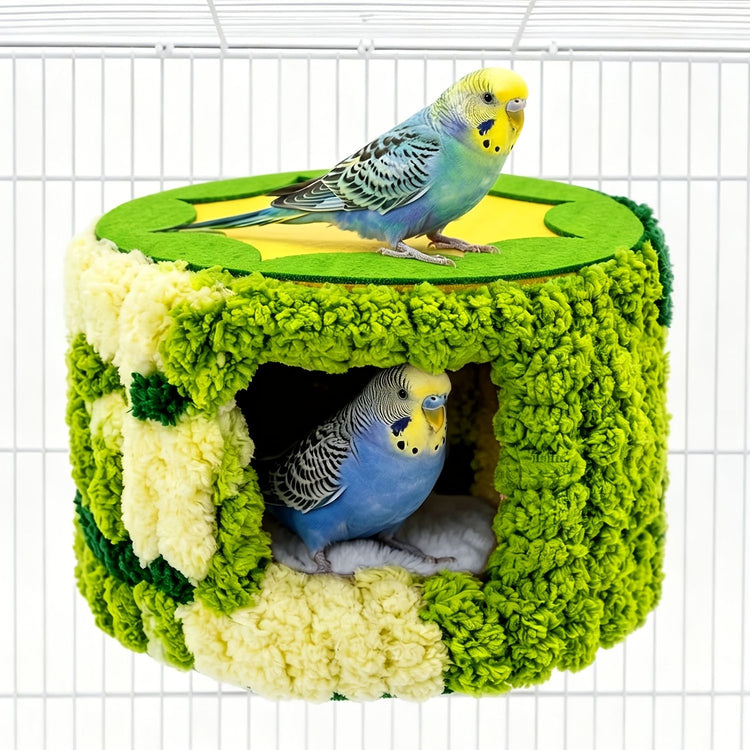Cozy Hanging Bird Nest for Small Parrots – Warm, Soft, and Secure Hideaway with Removable Pad, Perfect for Budgies, Lovebirds, and Conures in Winter or Stress Relief (Blue)
