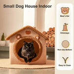 Cozy Pet Cave Bed for Cats and Small Dogs – Soft, Warm, and Washable Faux Fur Nest with Removable Cushion, Perfect Winter Sleeping Hut for Your Furry Friend’s Comfort and Safety (S)