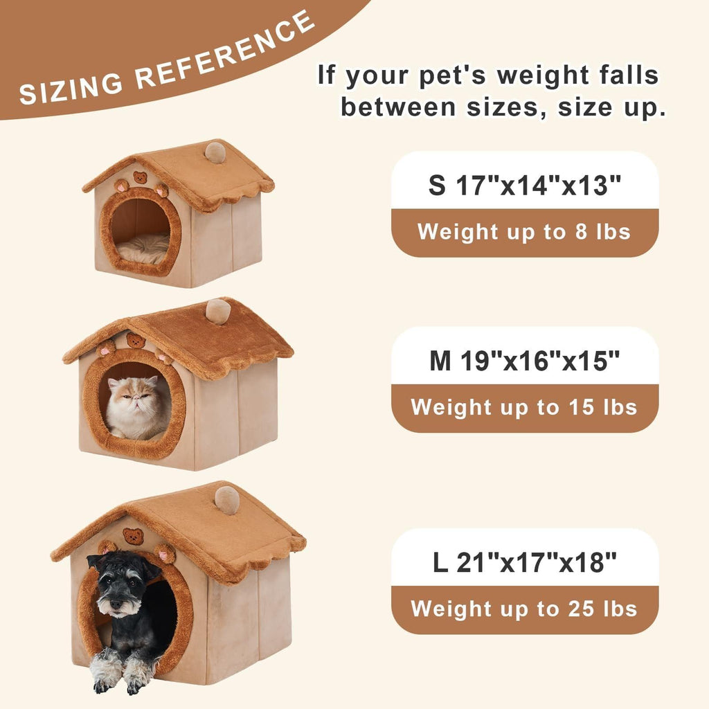 Cozy Pet Cave Bed for Cats and Small Dogs – Soft, Warm, and Washable Faux Fur Nest with Removable Cushion, Perfect Winter Sleeping Hut for Your Furry Friend’s Comfort and Safety (S)