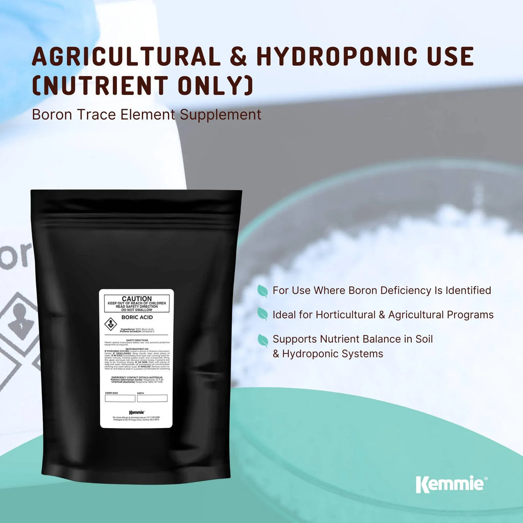 Kemmie 2Kg Boric Acid Powder 99.9% Pure - Soluble Orthoboric Acid H3BO3