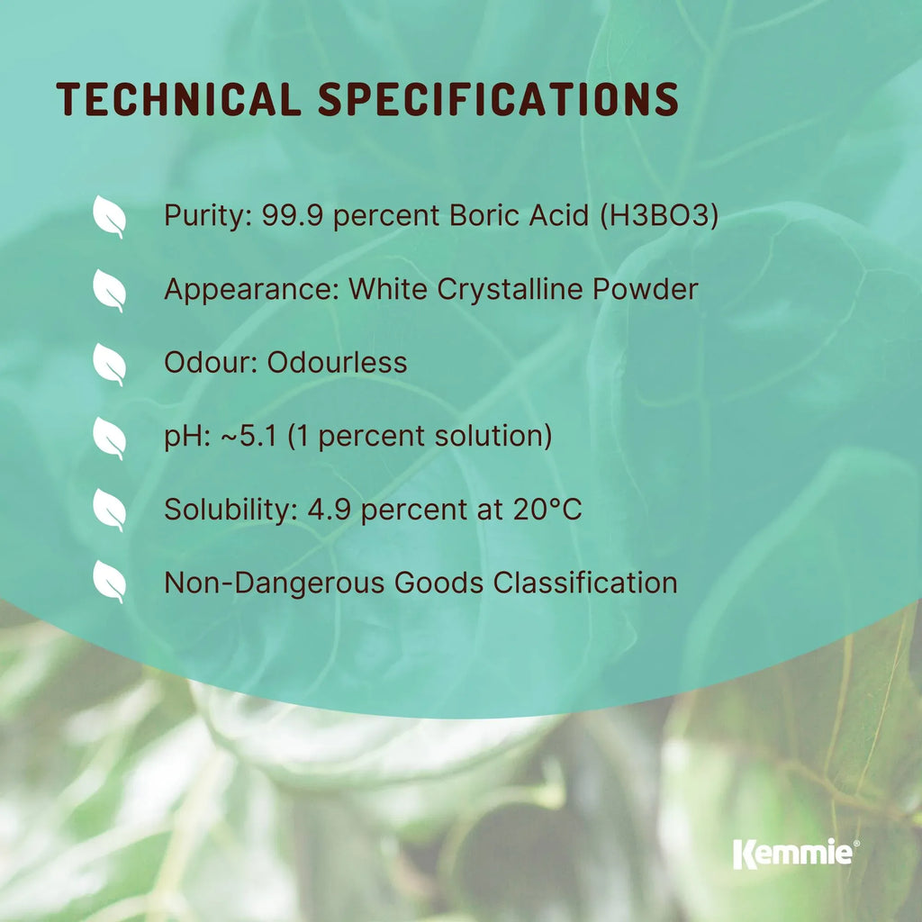 Kemmie 2Kg Boric Acid Powder 99.9% Pure - Soluble Orthoboric Acid H3BO3