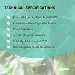 Kemmie 2Kg Boric Acid Powder 99.9% Pure - Soluble Orthoboric Acid H3BO3