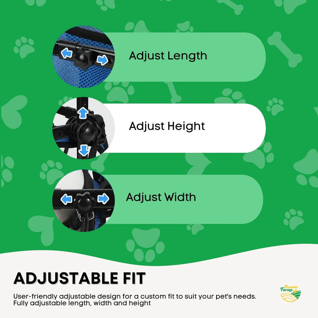 Rooster Farms Little Dog Wheelchair XS Harness - Adjustable Back Leg Aid