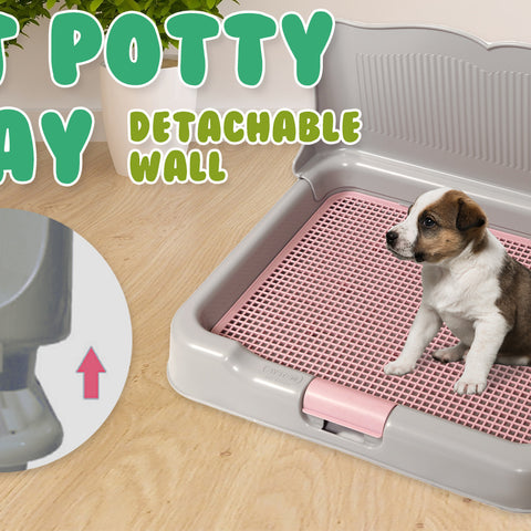 Dog Pet Potty Tray Training Toilet Detachable Wall T2 GREY