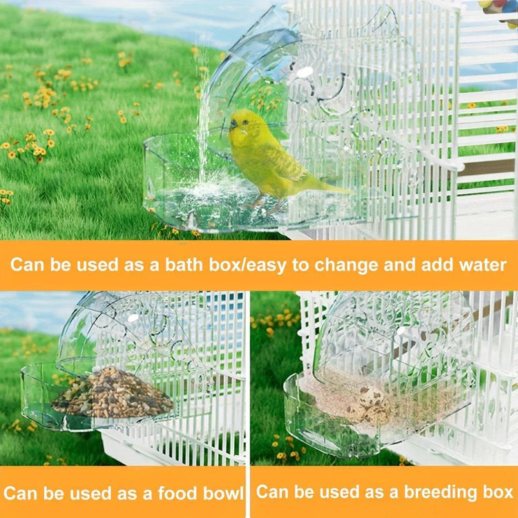 Parrot Bathing Cage Accessories Large Multi Purpose Bird Bathtub Sleeping Nest