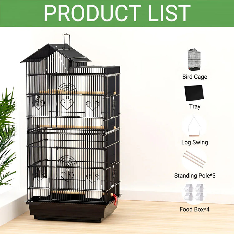 Parrot Cage Large Size Bird Cage Luxury Villa Style Metal Aviary for Pet Indoor