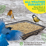 Bird Feeder Metal Square Ground Mesh Tray Feeder Garden Yard Wild Bird Feeding