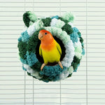 Hanging Warm Cotton Nest Hammock Cozy Bed for Parrots and Other Bird Species - Blue