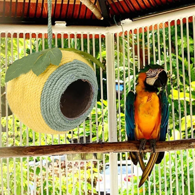 Bird Nest Parrot Nest Coconut Shell Braided Twine Colourful Cage Hanging Bed - White-Brown-Screw Model