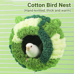 Hanging Warm Cotton Nest Hammock Cozy Bed for Parrots and Other Bird Species - Green