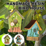 Handmade Birdhouse Resin Cute Patio Garden Hanging Nest Decoration for Outdoors - Green
