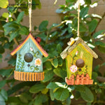 Handmade Birdhouse Resin Cute Patio Garden Hanging Nest Decoration for Outdoors - Green