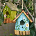 Handmade Birdhouse Resin Cute Patio Garden Hanging Nest Decoration for Outdoors - Green
