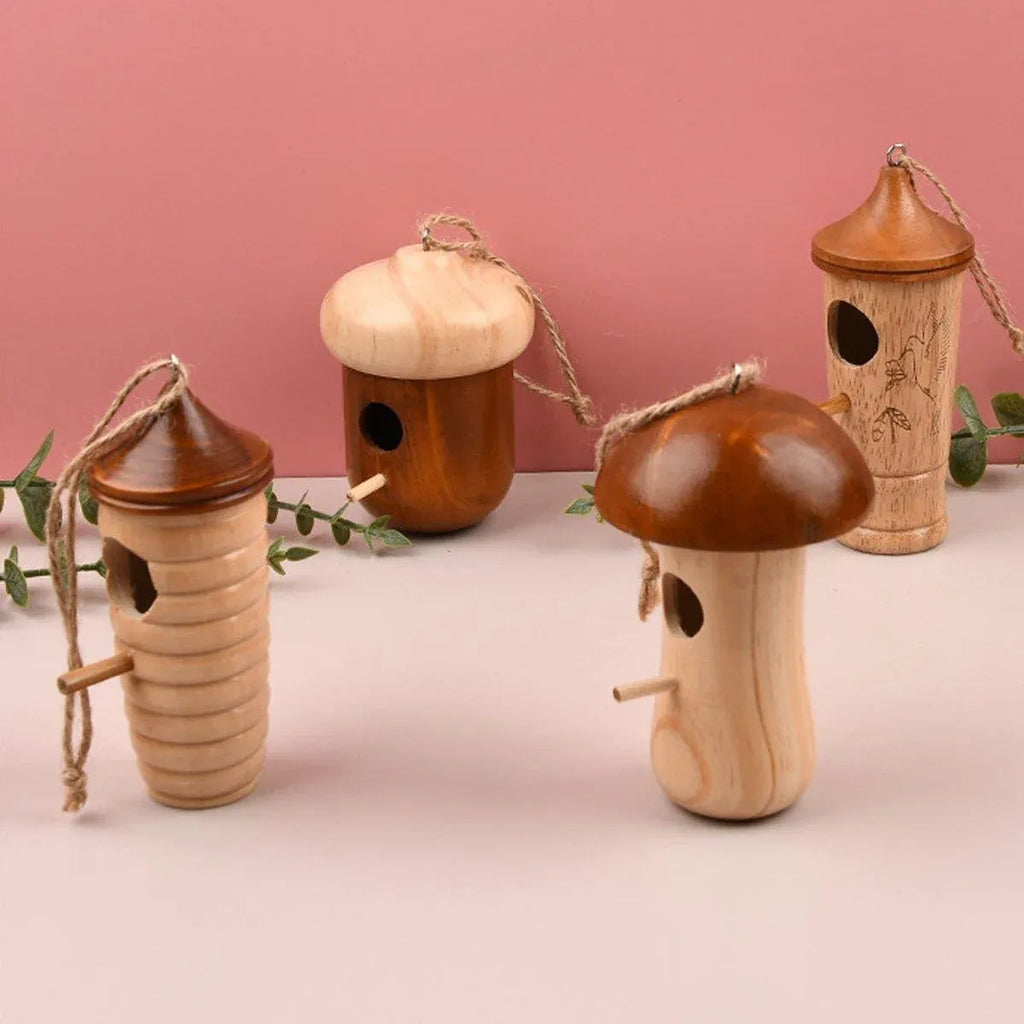 Wooden Bird Nest Cage Hummingbird Feeder House Hanging Home Garden Decorations - 1