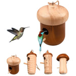 Wooden Bird Nest Cage Hummingbird Feeder House Hanging Home Garden Decorations - 1