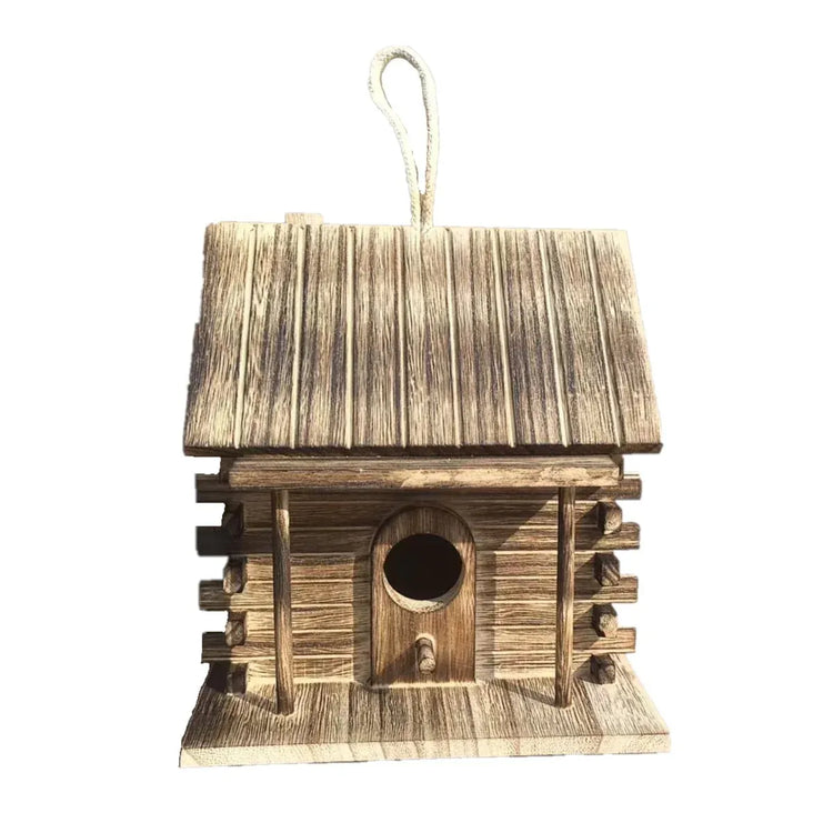 Wooden Bird House Outdoor Nest Breeding Box Pet Bird Shelter Hanging Cage