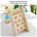 Wooden Bird Ladder Toy With Bell Parrot Perch Stand Climbing Gym Accessories Fun