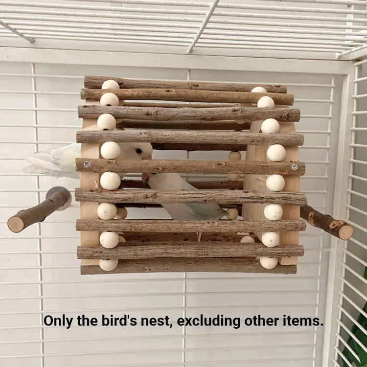 Wooden Bird Nest Durable Indoor Outdoor Garden Decor for Birds Sparrow Parrot