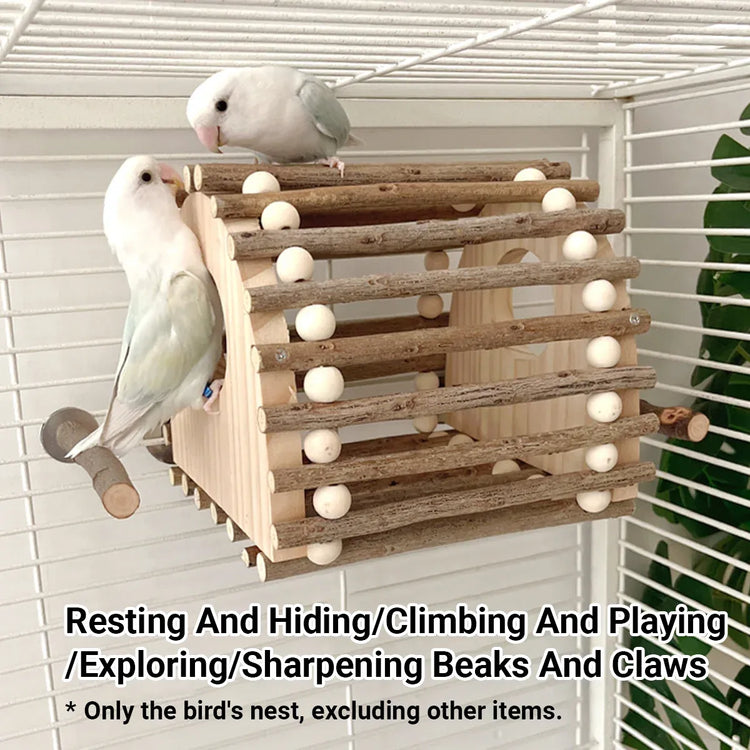 Wooden Bird Nest Durable Indoor Outdoor Garden Decor for Birds Sparrow Parrot