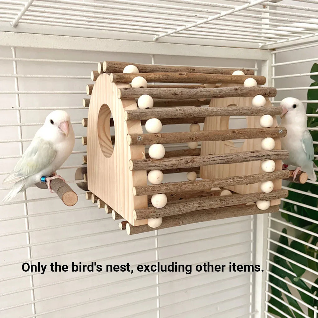 Wooden Bird Nest Durable Indoor Outdoor Garden Decor for Birds Sparrow Parrot