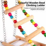 Bird Ladder Swing Toy Double Layer Wooden Ring Bell for Parrots